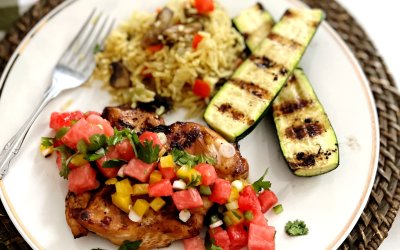 Sesame Chili Chicken with Watermelon Salsa