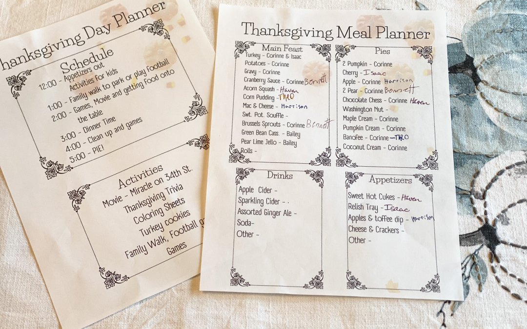 Thanksgiving Meal Planner 2022