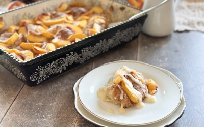 Peaches & Cream Croissant Pudding