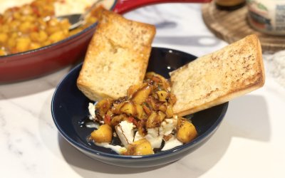 Peaches with Burrata on Toast