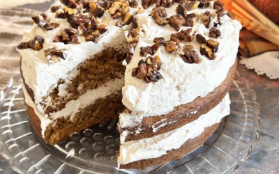 Pumpkin Spice Cake with Candied Pecans